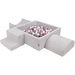 KiddyMoon Area Di Gioco In Schiuma Con Quadrato Piscina Di Palline (300 Palline) Per Bambini, Grigioch:Bianco/Grigio/Rosa Chiaro en oferta