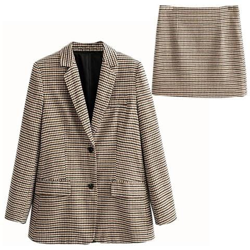 Blazer Da Donna Scozzese Autunnale, Gonna A Vita Alta Da Ufficio, Giacca Da Donna, Adatta Separatamente Ai Costumi Delle Donne [ come Immagine-350853 / M] en oferta