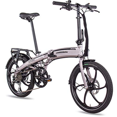 CHRISSON eFolder - Bicicletta elettrica pieghevole da 20 pollici, con motore al mozzo AIKEMA 250 W, 36 V, 30 Nm, per uomo e donna, pratica bicicletta 