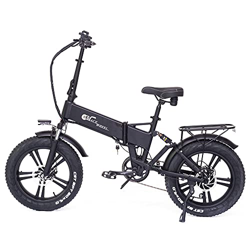 RX20 750W Bicicletta elettrica pieghevole 20 * 4.0 Fat Tire Mountain Bike 48V E-bike Sospensione completa (Black, 15Ah + borsa) en oferta