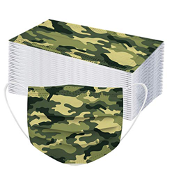 QWD 50 Pezzi Bambini_Mascherine Cotone Bandana, Colorate Stampa Camouflage Stellata Tie-Dye Protettiva, 3 Strati Protezione della Bocca e dal Naso, Ab características