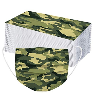 QWD 50 Pezzi Bambini_Mascherine Cotone Bandana, Colorate Stampa Camouflage Stellata Tie-Dye Protettiva, 3 Strati Protezione della Bocca e dal Naso, Ab