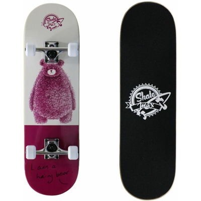 Skateboard Junior Completo di Ruote Hairy Bear Orso Skate Skatemax Rosa New