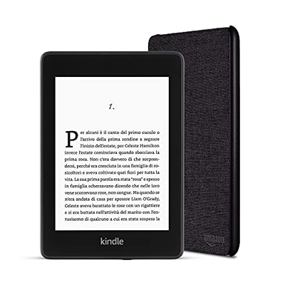 Kindle Paperwhite, 32 GB, Senza pubblicità + Custodia Amazon in tessuto (Nero antracite)