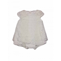 Abitino vestito pagliaccetto ricamato bimba neonata mezza manica Ellepi bianco 3 m precio