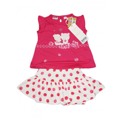 Completo maglia maglietta gonna bimba neonato Dodipetto Mignolo bianco fucsia 9 m en oferta