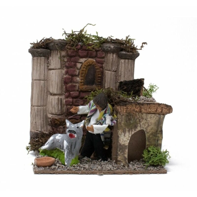 Pastore per Presepe in Movimento 14 cm x 9 cm Bambino con Cane 50602