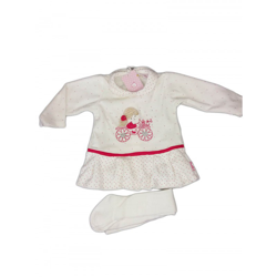 Vestito vestitino abito ciniglia bimba neonato Pastello panna 6 - 9 mesi precio