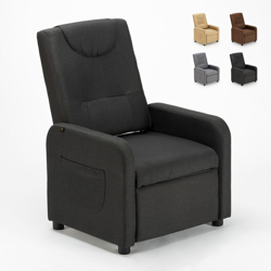 Poltrona Relax Reclinabile con Poggiapiedi in Tessuto Anna Design | Colore: Nero en oferta