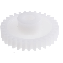 Ingranaggio cilindrico RS PRO, modulo 1, 32 denti, passo Ø 32mm, semigiunto Ø 14mm, foro Ø 6mm, in POM en oferta