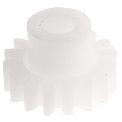 Ingranaggio cilindrico modulo 0.8, 16 denti, passo Ø 12.8mm, semigiunto Ø 8mm, foro Ø 4mm, in POM - Rs Pro