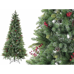 Albero di Natale artificiale pino verde con bacche e pigne super folto con 963 rami altezza 2,10 metri en oferta