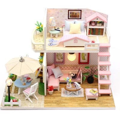 Kit casa delle bambole fai da te con accessori Mobili Decorazioni per la casa in miniatura Kit casa delle bambole in legno di carta Opere d'arte