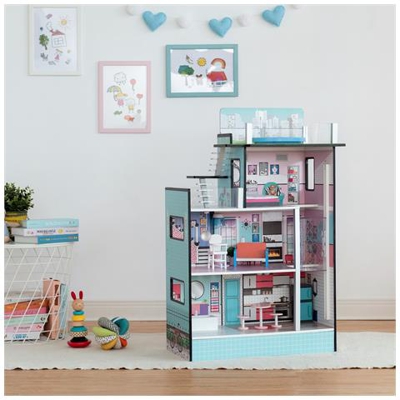 barcelona Casa Delle Bambole Blu Y Mobili Per Bambini Td-13111d--62.23cm X 29.21cm X 95.00cm