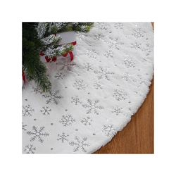 Tappeto Gonna Copertura Base Albero Di Natale 80Cm Peluche Fiocco Di Neve Silver precio