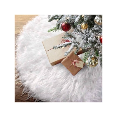 Tappeto Gonna Copertura Base Albero Di Natale 78Cm Peluche Bianco Effetto Neve