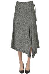 Wraparound wool midi skirt características