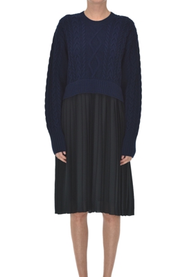 Wool knit and crepè dress