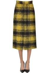 Checked print midi skirt en oferta