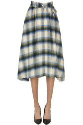 Checked print midi skirt precio