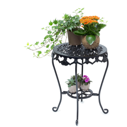 Portavaso a Colonna, 51x40x40 cm, Scaffale Porta-Fiori Indoor & Outdoor, Design Antico, Piedistallo, Nero en oferta