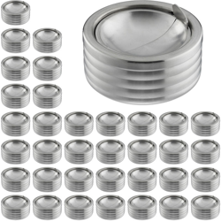 Set da 36 Posacenere Antivento, con Coperchio Ribaltabile, per Interni e Esterni, Acciaio Inox, HxD: 5,5X11,5, Argento precio