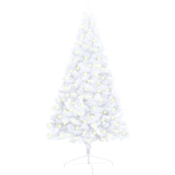 vidaXL Albero Natale a Metà con Luci LED e Supporto Bianco 120 cm PVC en oferta