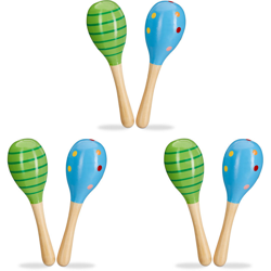 Set da 6 Maracas in Legno, Sonagli per Bambini, Strumento Musicale Didattico, Blu e Verdi precio