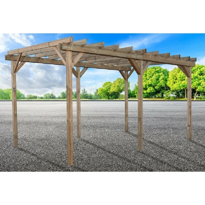 Pergola gazebo carport cm.300x500 in legno di pino impregnato - Losa