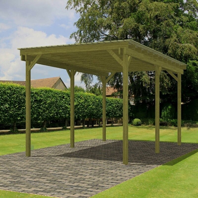 Pergola gazebo carport cm.300x500 con copertura legno di pino impregnato - Losa