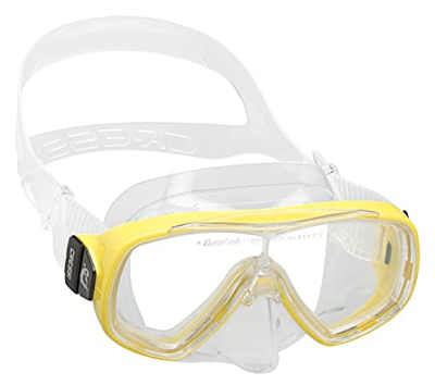 Cressi Ondina Jr, Maschera Subacquea a Vetro Unico Unisex Bambini, Trasparente/Giallo, Taglia Unica