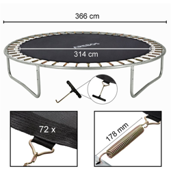 AREBOS Telo e tappeto da Salto e ricambio al diametro 314cm, compatibile con trampoline al diametro 366cm e 72 molle di lunghezza 178mm características