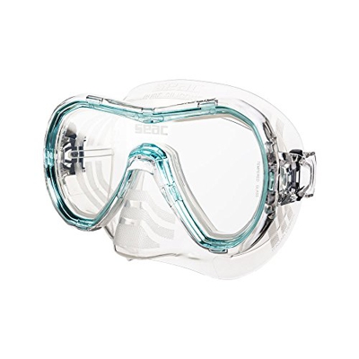 SEAC Giglio, Maschera Snorkeling e Immersione Subacquea Adulto Monolente, Taglia Regolare, Trasparente/Acquamarina