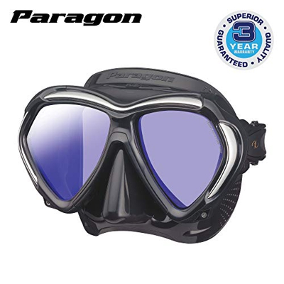 TUSA Paragon Maschera sub subacquea adulti professionale UV Filtro correzione vetri ottici compatibile - nero/argento