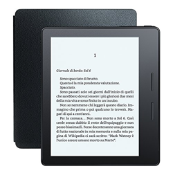 E-reader Kindle Oasis con custodia-caricatore in pelle nera, schermo da 6" ad alta risoluzione (300 ppi) con luce integrata, 3G gratuito + Wi-Fi precio