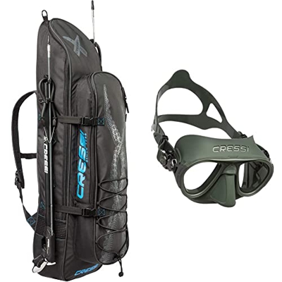 Cressi Piovra Fins Backpack, Borsa A Zaino Per L’Attrezzatura Da Pesca Sportiva Unisex Adulto, Nero & Calibro Mask, Maschera Subacqua Professionale An