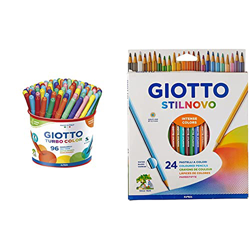 Giotto 521500 Pennarelli Turbo Color Punta Fine, 2.8 Mm, Confezione Da 96 Pezzi & Stilnovo Pastelli Colorati In Astuccio 24 Colori precio