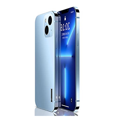 KLUY 2022 Sierra Blue Stainless Steel Frame Matte Case Cover, Blue Plating Frame Matte Case Compatible with iPhone 13/13 Pro/13 PRO Max/12/12 Pro/12 P