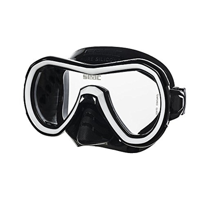 SEAC Giglio MD, Maschera Snorkeling e Immersione Subacquea Adulto Monolente, Taglia Piccola, Multicolore (S/BL Black White)