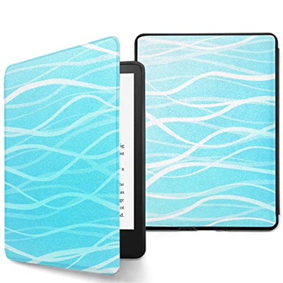 Ebook Paperwhite 11 generazione compatibile con Kindle Paperwhite 6,8" 11 generazione Blue Sea Waves Summer Watercolor Ebook Paperwhite custodia 11 ge