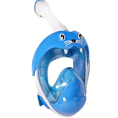 UKON Maschera Subacquea, Snorkeling Maschera Full Face 180 ¡ã Visualizza Design panoramico, Anti-Fogging Anti-Leak con Cinghie Regolabili con Tubo per