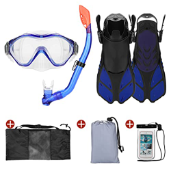 Odoland Set Snorkeling 6 in 1 per Bambini tra 6-16 Anni, Maschera Snorkeling Antiappannamento Anti-Perdita con Boccaglio, Pinne Nuoto Regolabili, Cope en oferta