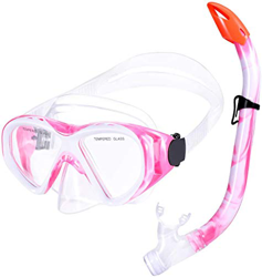 Set da snorkeling per bambini, maschera subacquea con campo visivo a 180°, maschera subacquea e boccaglio, impermeabile, per ragazzi e ragazze (rosa) en oferta