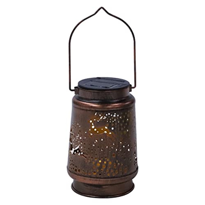 HANABASS Courtyard Elk Pattern Solar Lantern Light Iron Iron Outdoor Lantern Solare