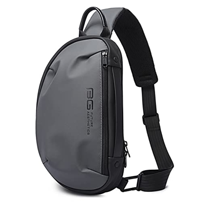 OZUKO Sling Bag, Borsa a Spalla Zaino Monospalla Uomo Zaino a tracolla con Porta di Ricarica USB per Trekking/Ciclismo/Viaggio/Sports (Grigio)