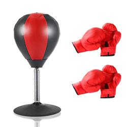 Sacco da Boxe da Tavolo Sacco da Boxe da Tavolo con Supporto Palla da Boxe con Ventosa A Riflesso per Lavoratori D'ufficio Adulti Bambini (Color : Red en oferta