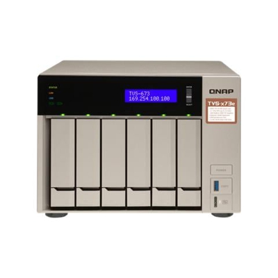 NAS TVS-673E-4G (nome NAS) + 6 Slot 2.5'' / 3.5'' SATA (numero vani e tipo interfaccia) + Interfacce 4 x Gigabit Ethernet (sono le RJ45) / 4 x USB 3.0