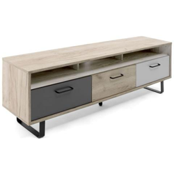 Base Porta Tv Con 3 Ante A Ribalta Colore Rovere E Grigio 160x35xh. 53 Cm características