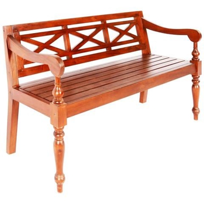 Panchina Batavia 136 cm Legno Massello di Mogano Marrone Scuro