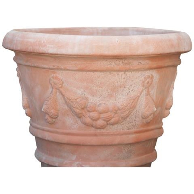 Conca Festonata Invecchiata, In Terracotta Toscana Diam. 70xh60 Cm.